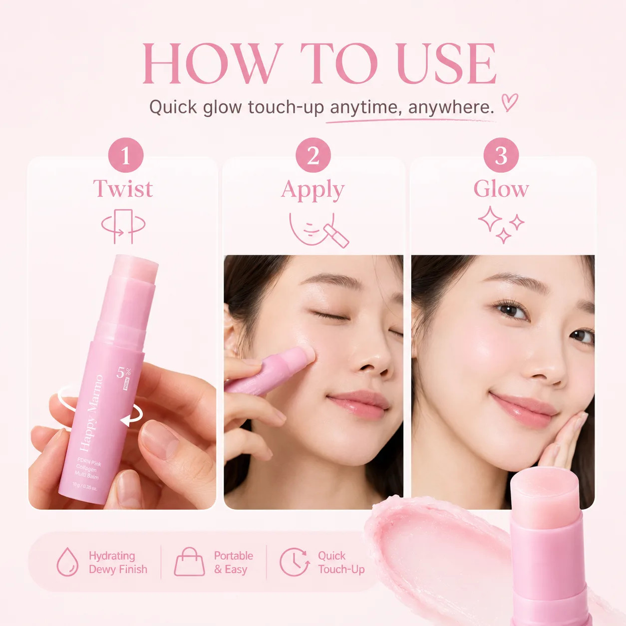 Happy Marmo PDRN Pink Collagen Multi Balm creator glow visual 3