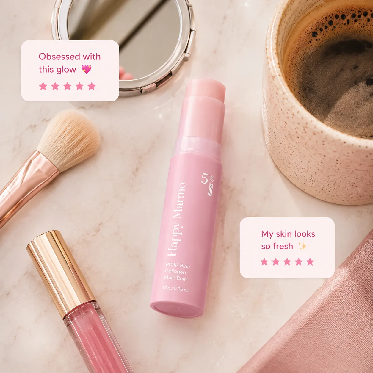 Happy Marmo PDRN Pink Collagen Multi Balm everyday glow routine visual 7